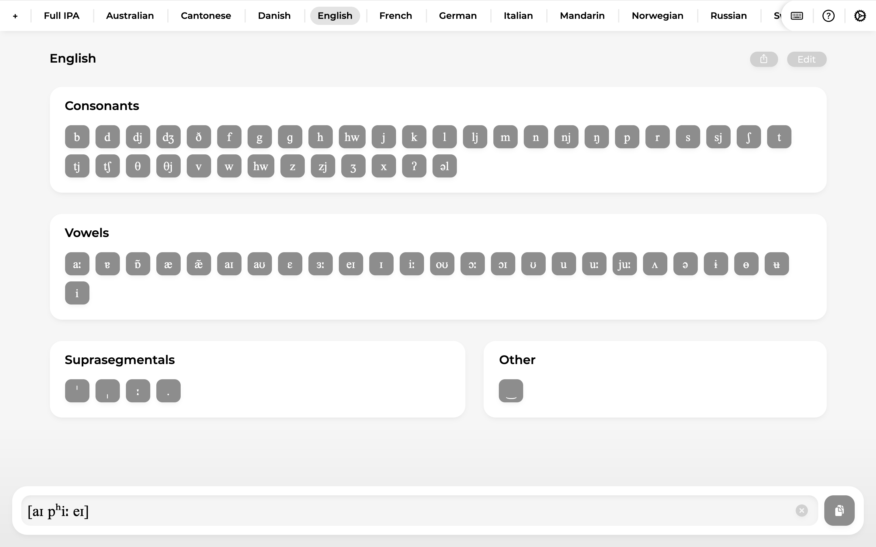 Screenshot from IPA Keyboard